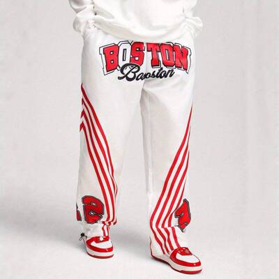 Trendy Striped Loose Straight Leg Sweatpants Fall Casual
