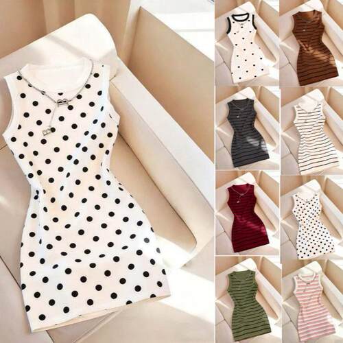 Women's Polka Dot Print Slim-Fitting Bodycon Dress