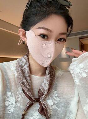透气眼角防防晒轻薄面罩夏季女士遮脸立体护蕾丝高颜值口罩紫外线