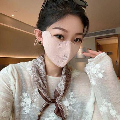 透气眼角防防晒轻薄面罩夏季女士遮脸立体护蕾丝高颜值口罩紫外线