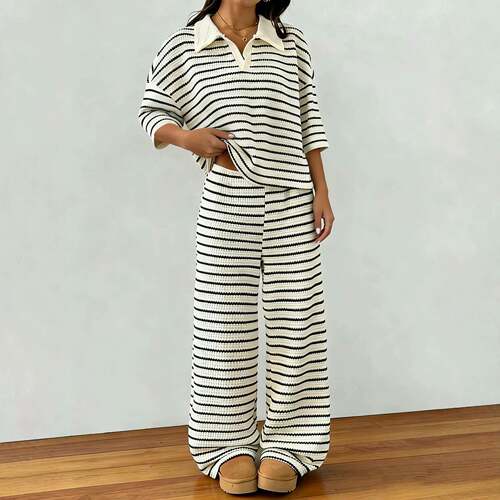 Women's 2-piece Striped Loungewear Set Oversized