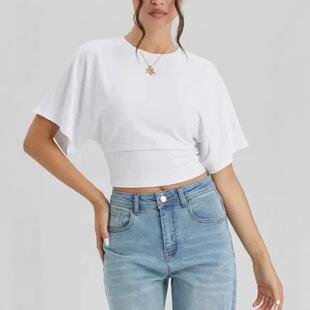 Women's Casual Solid Color Round Neck Satin Medium Sve Shirt