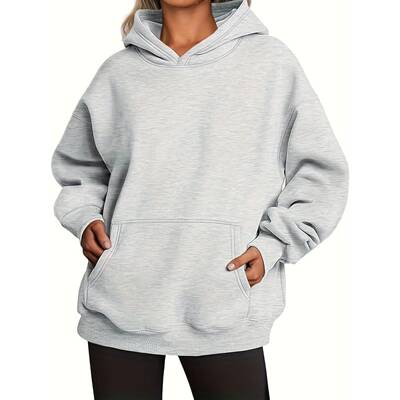 K 46706 Women Casual Hoodie Solid Color Loose纯色连帽衫