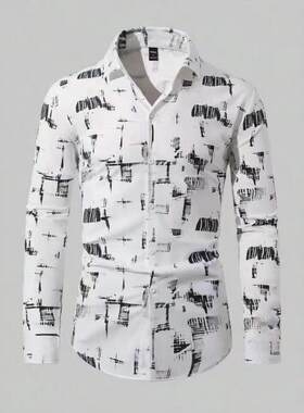 All Over Print Long Sleeve Shirt Casual Fashion Shirt