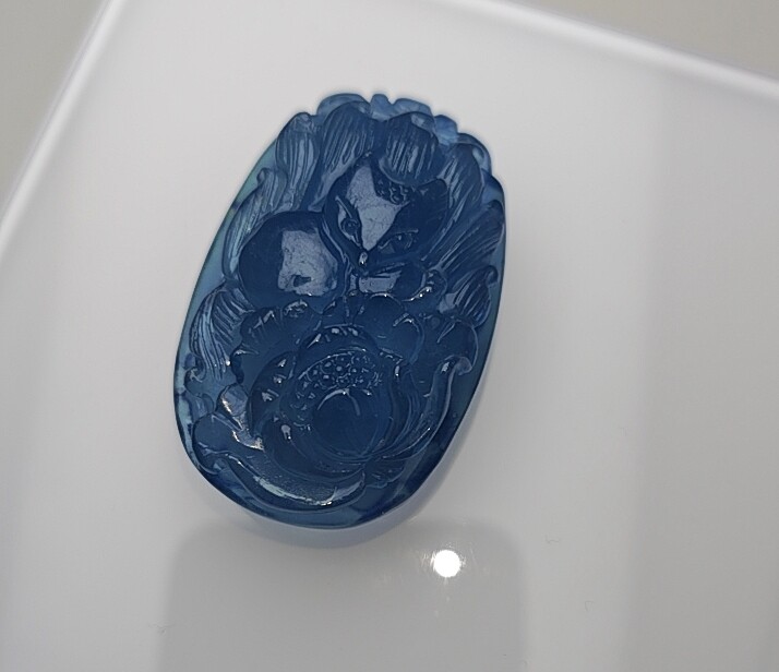天然魔鬼蓝海蓝宝九尾吊坠