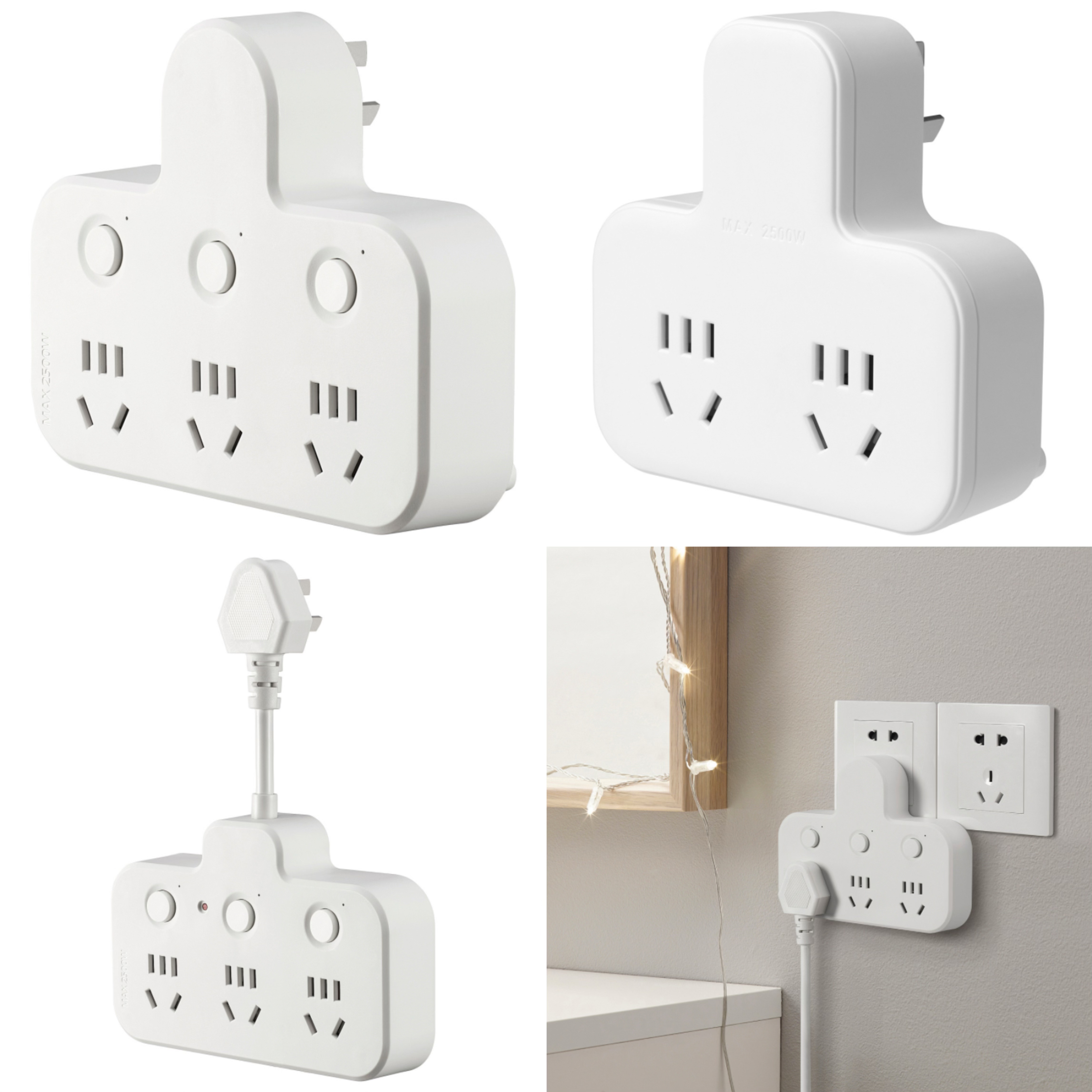 正品IKEA/宜家 科普拉 双路转换插座家用接线板拖接线板电插板