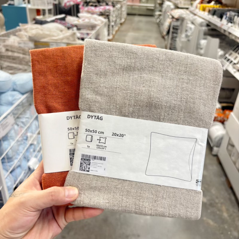 IKEA宜家 迪淘格 垫套亚麻靠垫套客厅沙发抱枕套 50x50cm方形简约图片