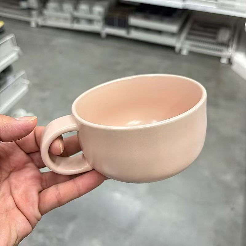 IKEA宜家 布洛威卡大杯高底马克杯萌粉石瓷咖啡早餐杯水杯430毫升