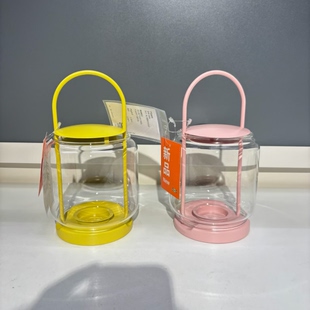 IKEA宜家 托福桑德烛台玻璃烛台黄色金属手柄浪漫氛围创意摆件罩