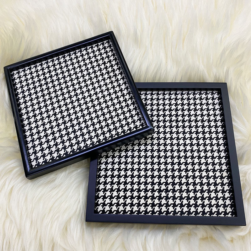 马毛棋盘格方形图案客厅简约现代奢侈样板间玄关装饰电视柜摆件