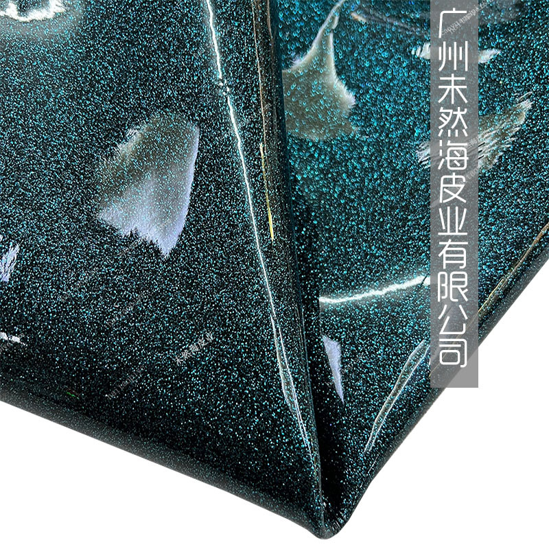 星空蓝漆皮头层牛皮机器冲裁冷切DIY裁块服装十字架配皮箱包真皮
