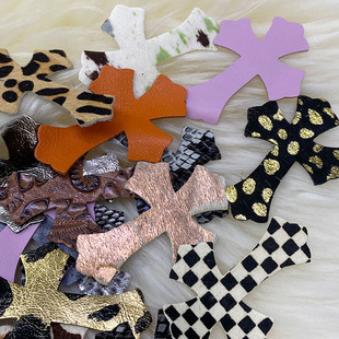 4.5*6.5cm十字架皮标羊皮补丁贴大小号皮标真皮DIY（羊皮1-22）