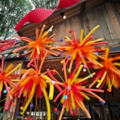 彩色泡沫条海绵棒烟花新年店铺门头创意装 饰春节市集美陈树上烟花