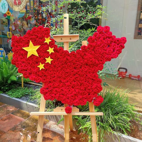 国庆节手工diy玫瑰花地图kt板幼儿园环创黑板报贴饰商场店铺摆件
