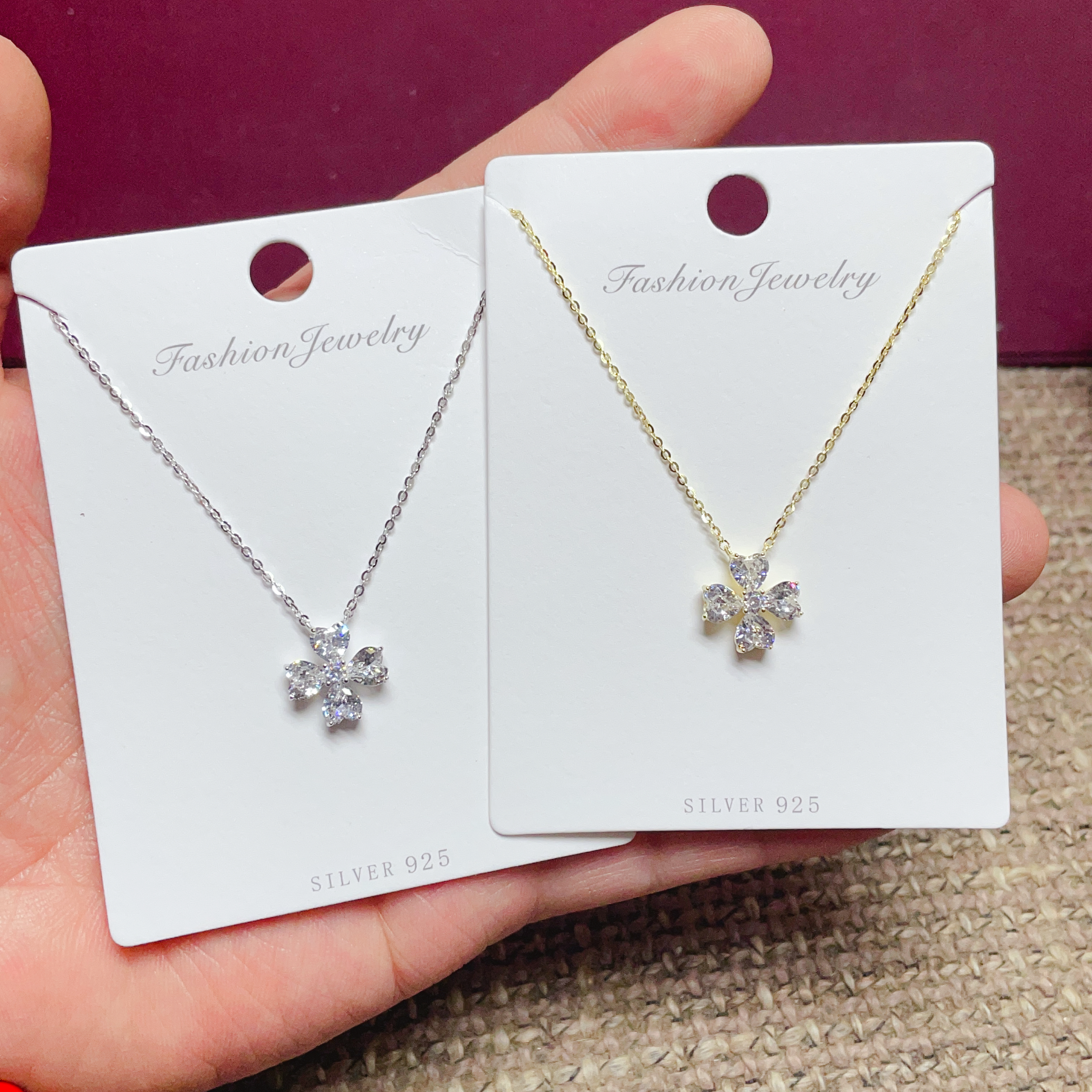 简悦银饰通体S925纯银爱心四叶草时尚锁骨项链女百搭气质优雅潮