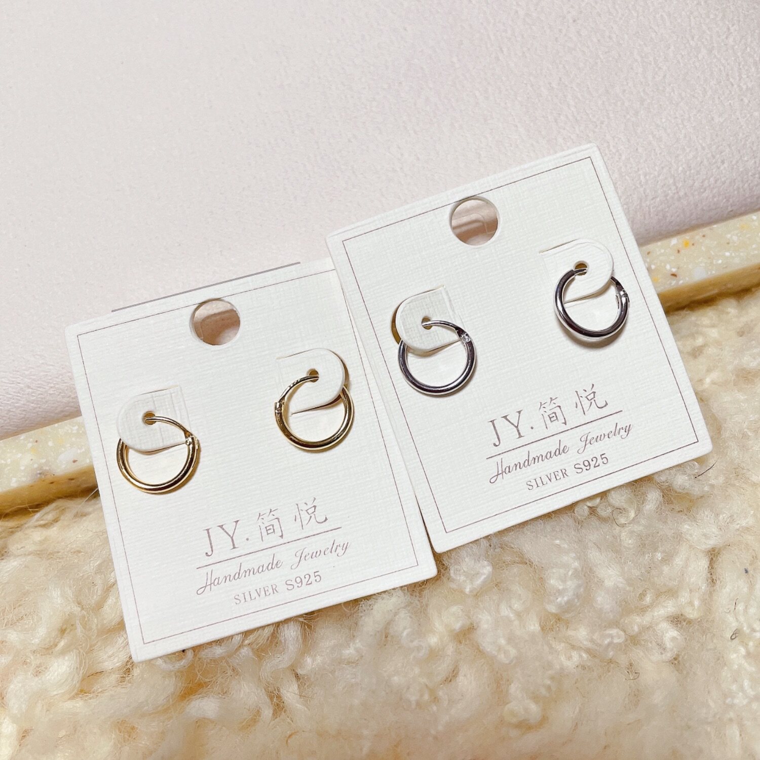 纯银光面金属百搭休闲风耳圈