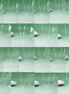 简悦银饰通体S925纯银微镶山茶花爱心蝴蝶结时尚锁骨项链女潮