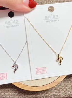 慕琦银饰通体S925纯银光面金属丝带时尚锁骨项链女百搭气质个性潮