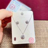 闪亮银饰S925纯银莫桑钻项链耳钉套装 女时尚 百搭气质潮
