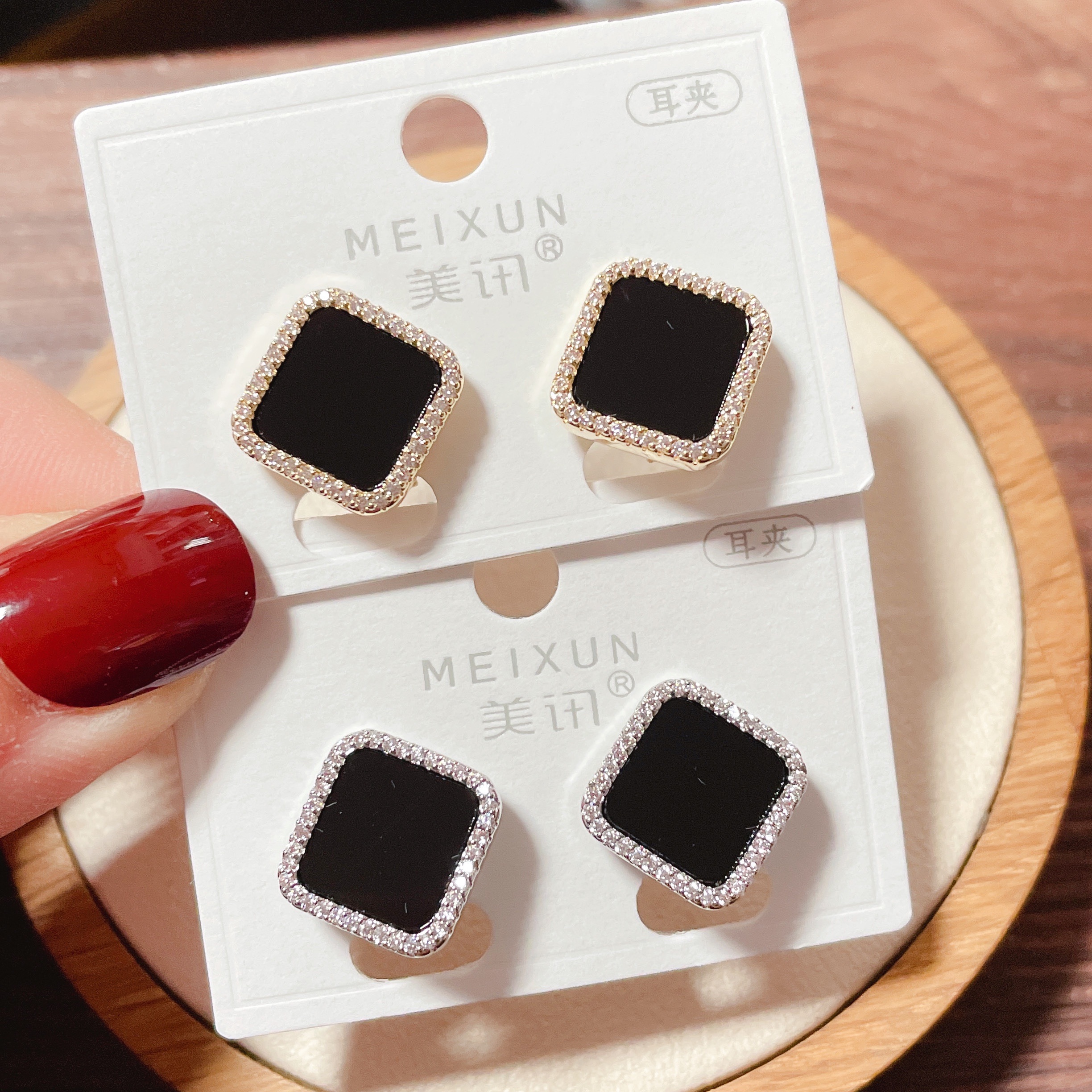 耳饰新款黑色耳夹无耳洞冷淡风