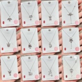 闪亮银饰S925纯银莫桑钻熊猫小蛇库洛米大耳狗米奇独角兽项链