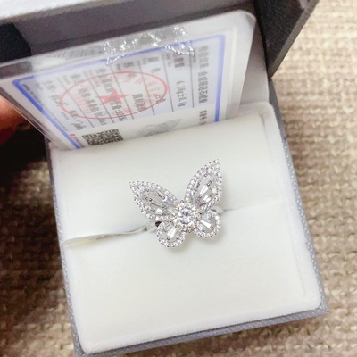 闪亮银饰通体S925纯银莫桑钻戒指女百搭气质