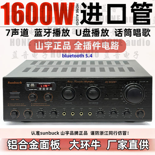 7声道大功率蓝牙功放机话筒唱歌U盘播放收音机专业全插件电路品质