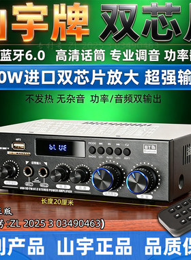 进口芯大功率6.0蓝牙功放机收音机u盘话筒唱歌无损音质12v通用220