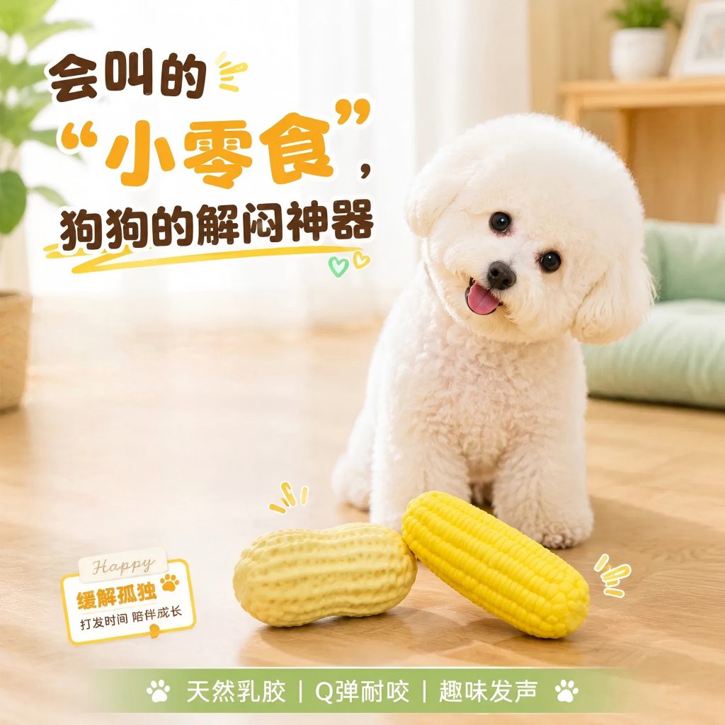 宠物狗狗玩具仿真发声花生玉米乳胶玩具天然乳胶发声玩具磨牙耐咬
