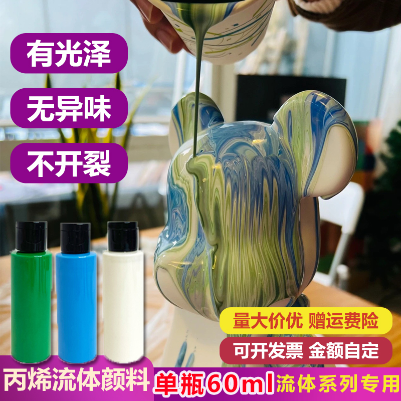 丙烯流体颜料60ml流体熊暴力熊儿童绘画材料包彩绘美术生墙绘专用