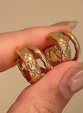 纯银s925小香风菱格耳夹高级感简约百搭耳饰精致