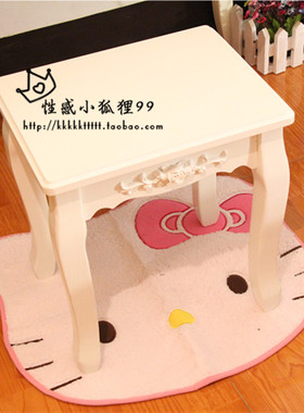 卡通白色hello kitty粉色蝴蝶结猫头地毯 脚垫大头型地垫 凳子垫