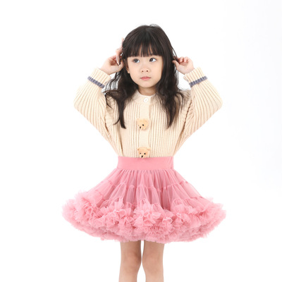 tutu裙二代加蓬女童棉腰头新款网纱裙宝宝蓬蓬裙演出服软纱公主裙