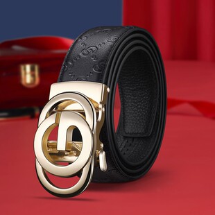 带 休闲中年青年商务牛皮年轻人牛皮裤 男士 皮带真皮自动扣腰带韩版