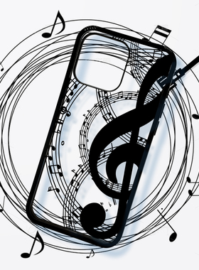 音乐符号线条iPhone17promax磁吸手机壳苹果16pro全包15/14 13简约小众 防摔保护套黑边耐磨 创意ins复古风