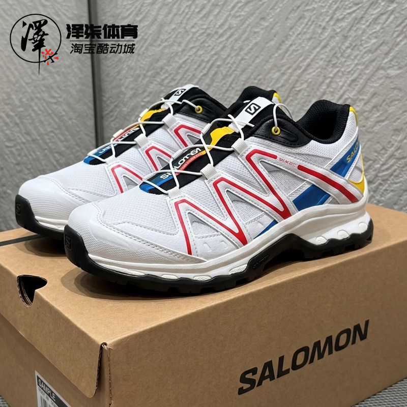 萨洛蒙白红蓝户外休闲越野跑步鞋图片