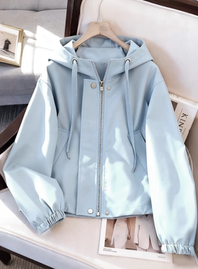 短款连帽外套通勤外套女2025年新款春秋款冲锋衣外套宽松夹克上衣