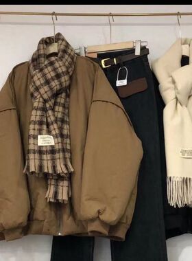 国潮2025冬季新款显瘦百搭纯色简约棒球服棉服拉链外套女情侣潮款