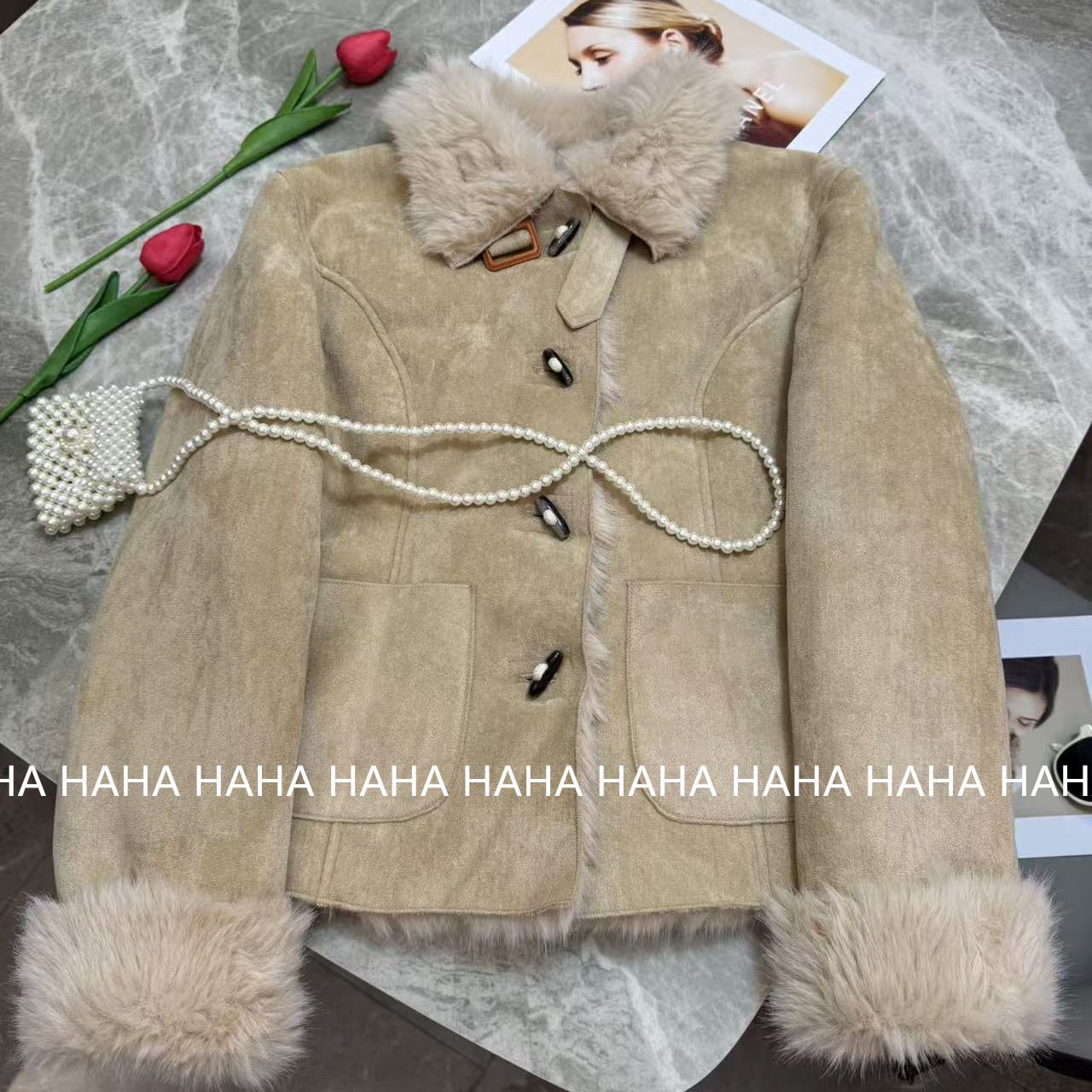 仿皮毛绒复古新款翻领冬季保暖