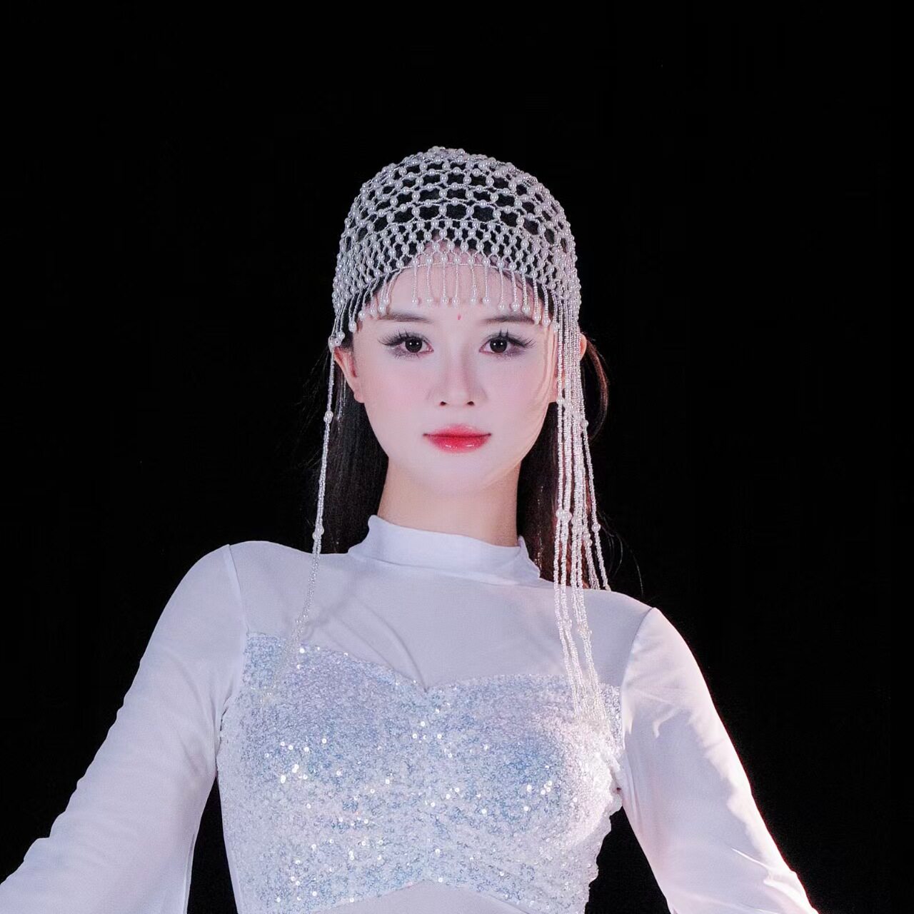 舞娘肚皮舞服套装配饰苏珠帽子