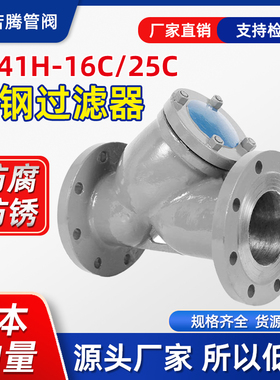 GL41H-16C/25C铸钢法兰Y型过滤器WCB材质管道过滤器除污器DN10080