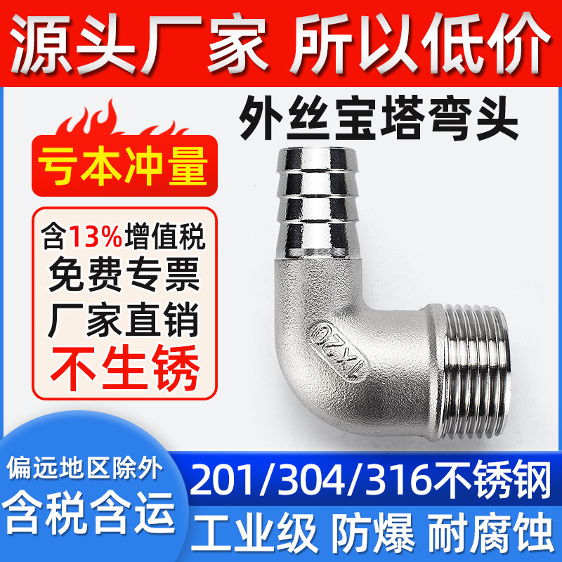 304不锈钢外丝弯头宝塔格林90度图片