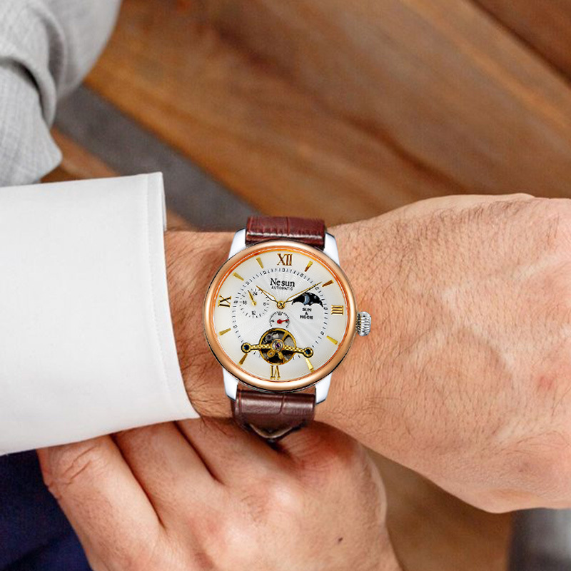 男士腕表尼尚真皮夜光休闲男生表