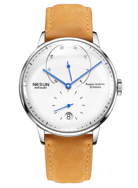 尼尚手表全自动机械手表真皮日历表个性时尚简约新款男士手表9603