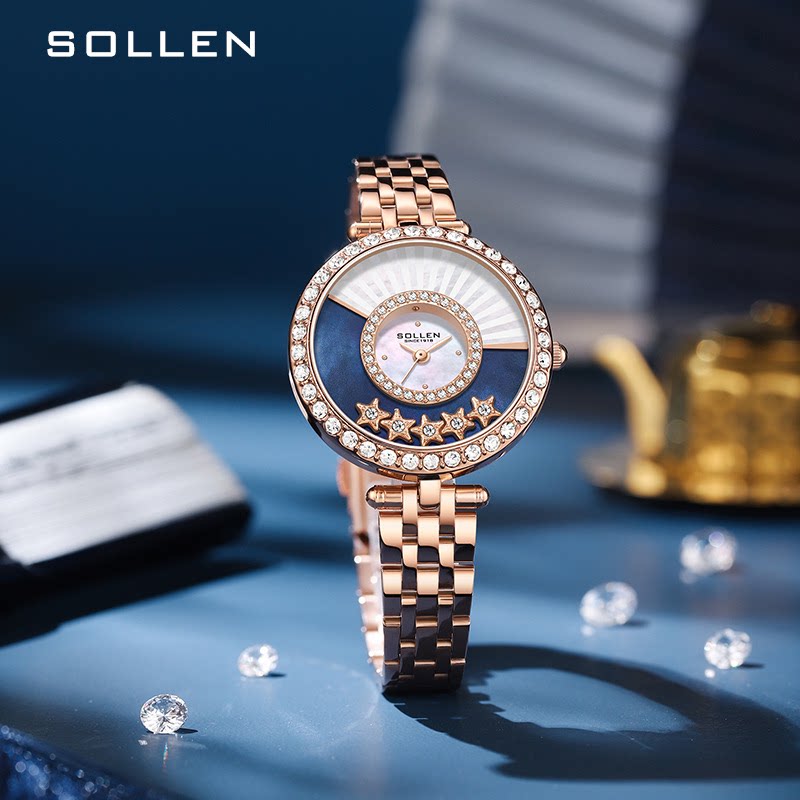 梭伦正品名牌女表时尚电子表简约石英小巧轻奢腕表手表女款学生