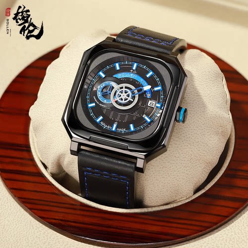 方形男自动机械表SOLLEN梭伦男