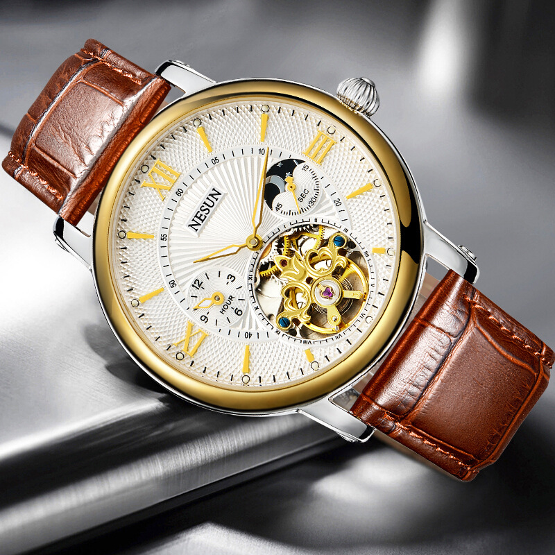 多功能表Nesun/尼尚真皮手表男表