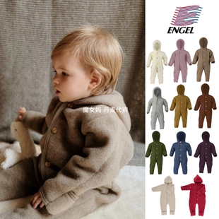 9折现货 Engel 24aw宝宝婴幼儿休闲纯羊毛柔软长袖 连体衣外套