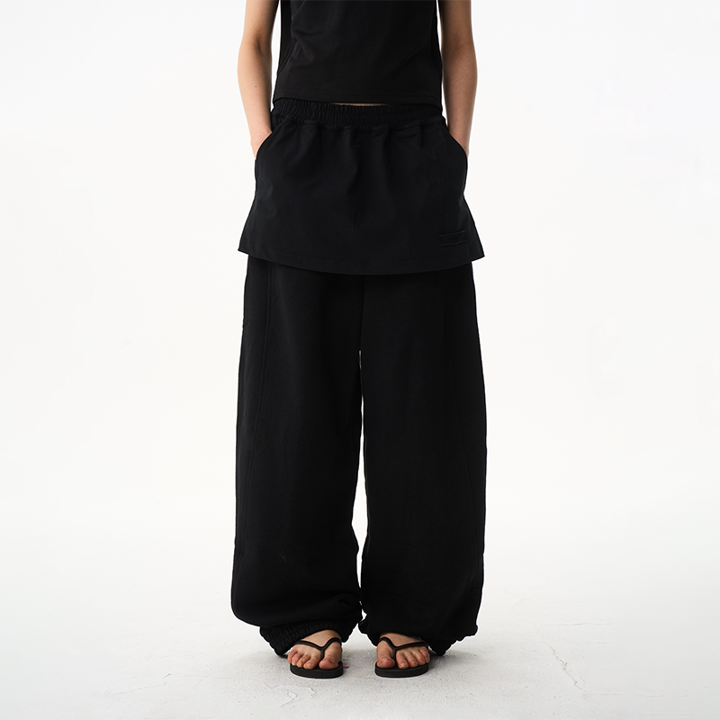 BLINDNOPLAN26SS 【basic系列】假两层运动束口卫裤松紧休闲长裤 - 实物图