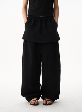 BLINDNOPLAN26SS 【basic系列】假两层运动束口卫裤松紧休闲长裤